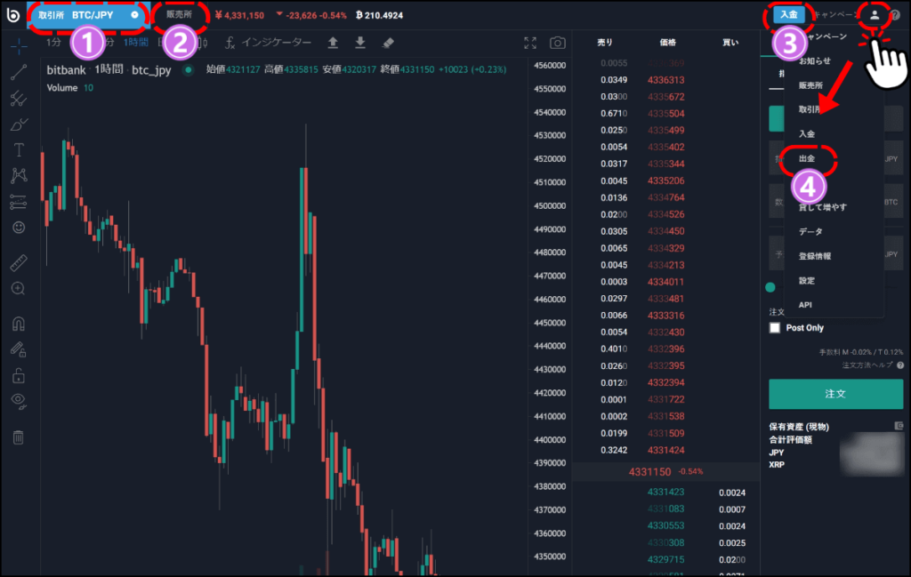 ビットバンクのホーム画面（ブラウザ）